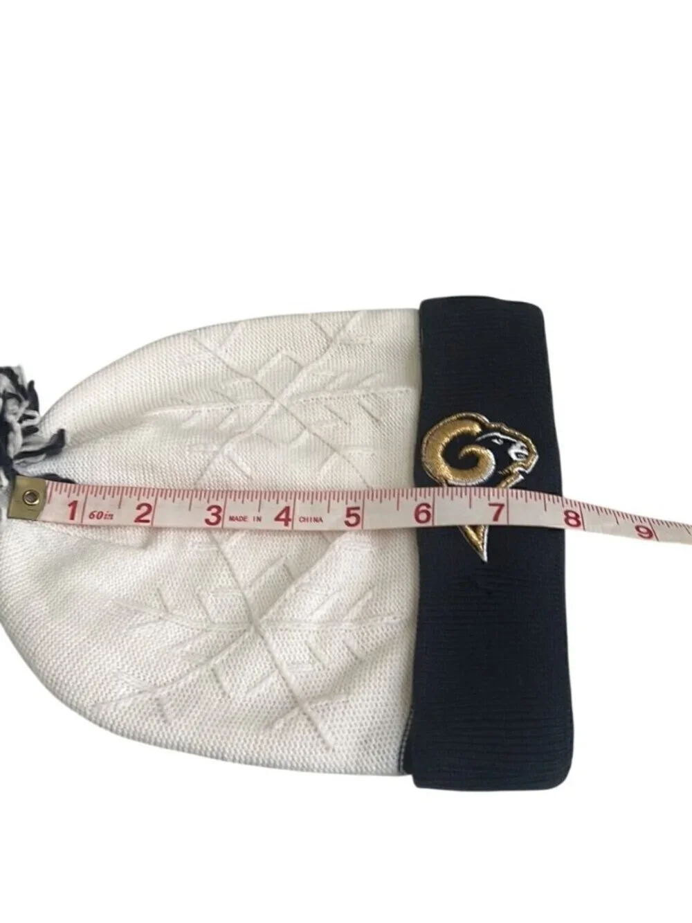 NFL Los Angeles Rams Pom Pom Snowflake Embossed Detail Beanie Hat